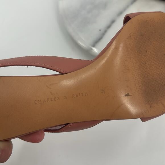 Charles & Keith pink buckle detail slingback square toe sandals - Picture 7 of 9